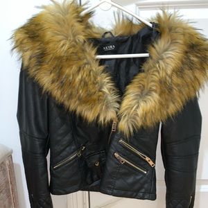 Akira Faux Leather Jacket with Fur